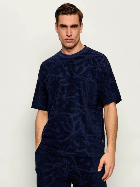 Zdjęcie produktu BOSS ORANGE T-shirt Te_Flower | Regular Fit frotté granatowy