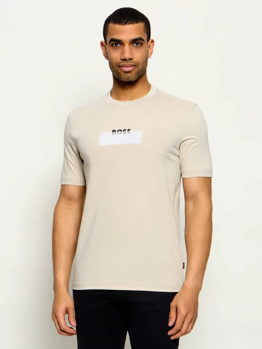 Zdjęcie produktu BOSS ORANGE T-shirt Te_LogoTape | Regular Fit beżowy