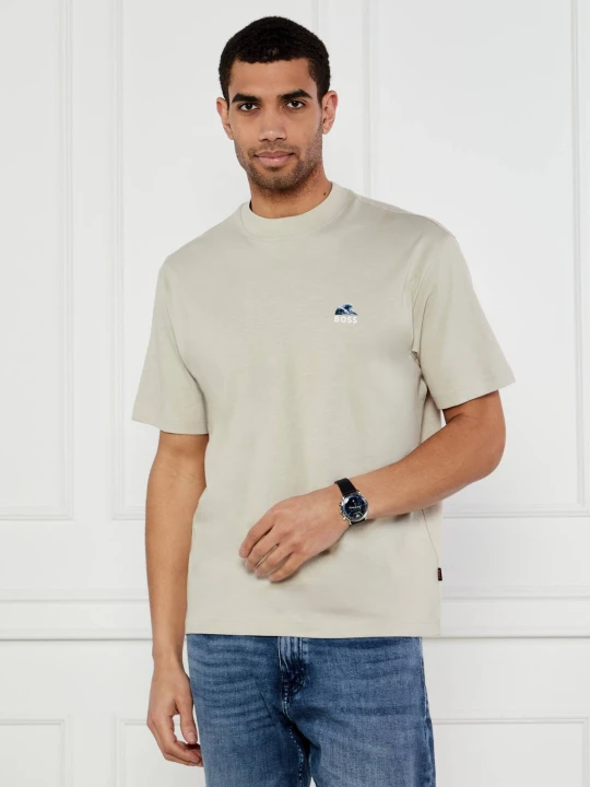 Zdjęcie produktu BOSS ORANGE T-shirt Te_numbers | Loose fit beżowy