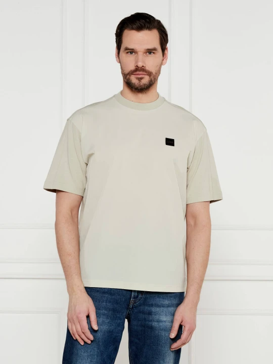 Zdjęcie produktu BOSS ORANGE T-shirt Te_nylonfront | Relaxed fit beżowy
