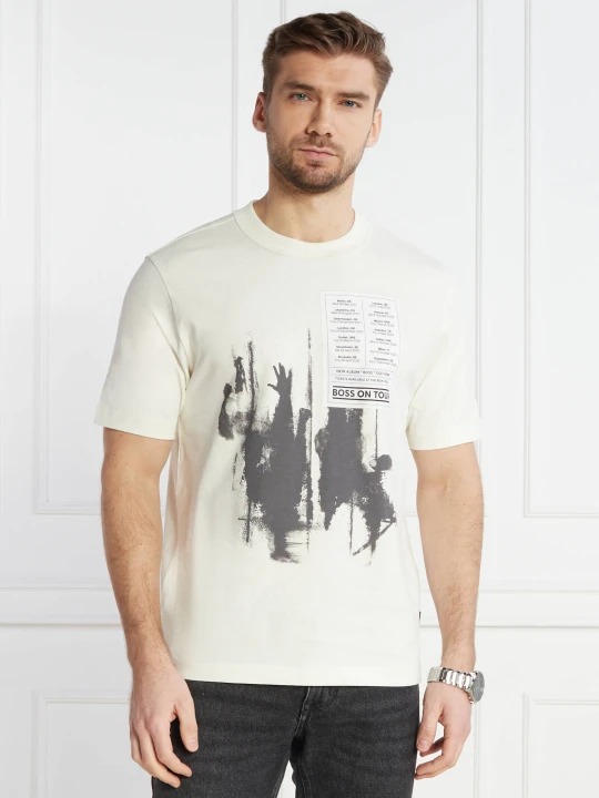 Zdjęcie produktu BOSS ORANGE T-shirt Te_Patchwork | Relaxed fit kremowy