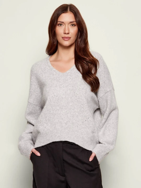 Zdjęcie produktu BOSS ORANGE Wełniany sweter C_Fondyssa | Relaxed fit szary