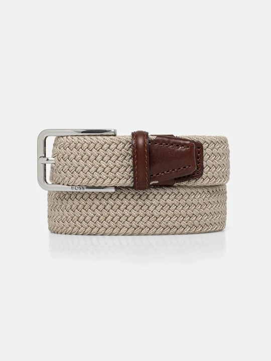 Zdjęcie produktu BOSS pasek pleciony męski Clorio_Sz30 beżowy