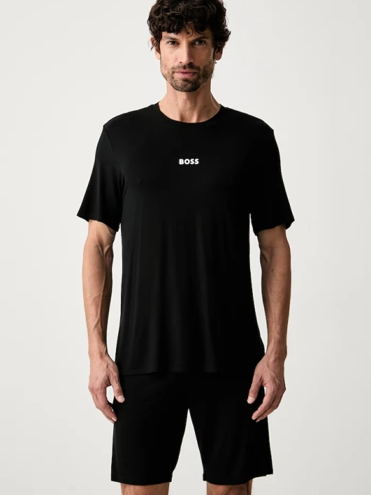 Zdjęcie produktu BOSS piżama męska z wiskozy Pique Short czarny