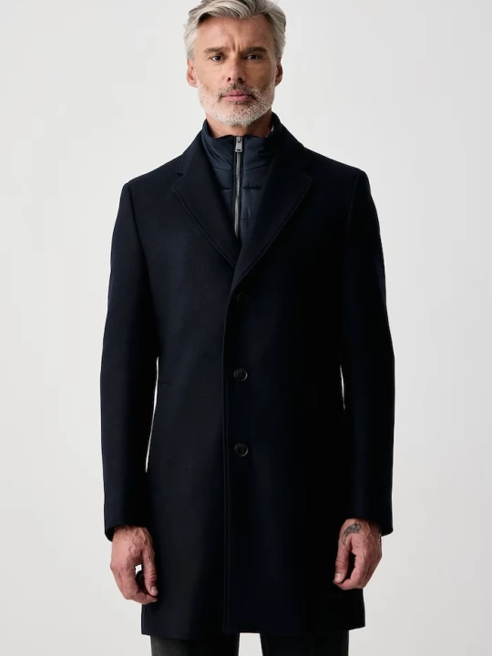 Zdjęcie produktu BOSS płaszcz męski z wełną H-Hyde-Bib-E-264 granatowy
