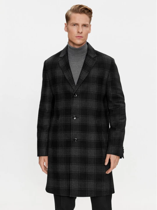 Zdjęcie produktu Boss Płaszcz wełniany H-Hyde-C-224 50502270 Czarny Regular Fit