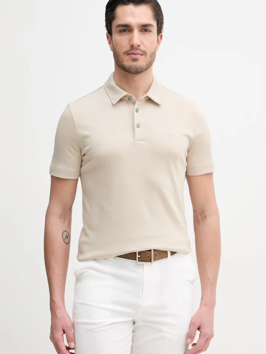 Zdjęcie produktu BOSS polo męskie bawełniane beżowy