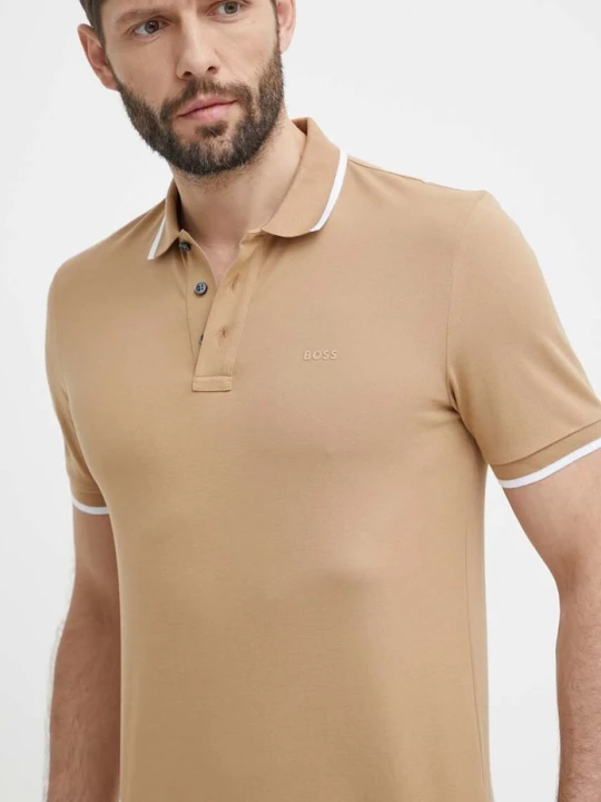 Zdjęcie produktu BOSS polo męskie bawełniane Parlay 190 beżowy