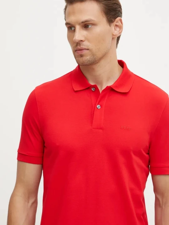 Zdjęcie produktu BOSS polo bawełniane Pallas czerwony