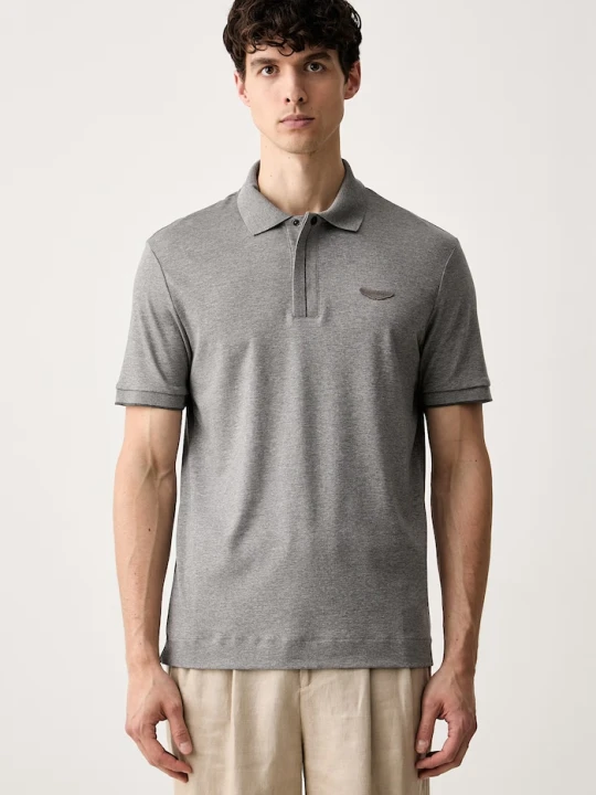 Zdjęcie produktu BOSS polo męskie bawełniane BOSS x Aston Martin szary