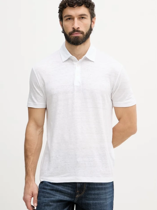 Zdjęcie produktu BOSS polo męskie lniane X DAVID BECKHAM biały