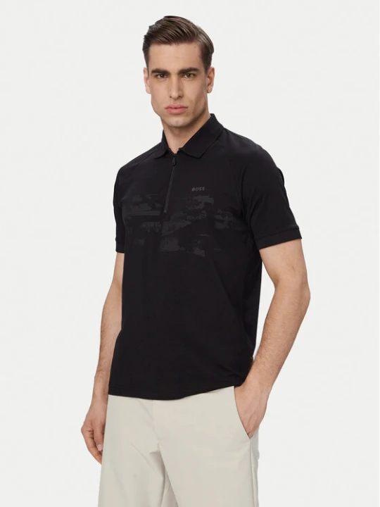 Zdjęcie produktu BOSS Polo Pl Globe Pattern 50559010 Czarny Regular Fit