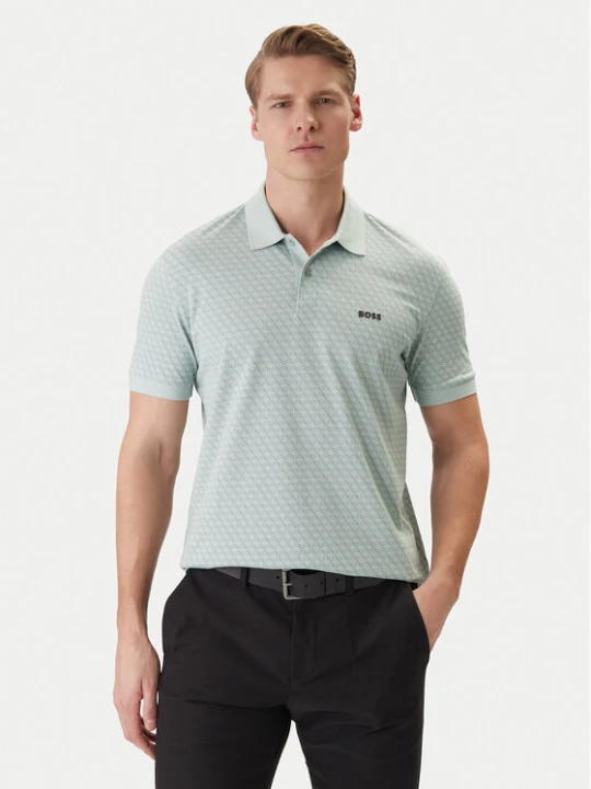 Zdjęcie produktu BOSS Polo PL_GOC Chip Pattern 50554591 Turkusowy Regular Fit