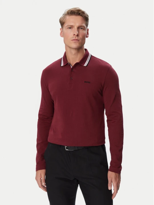 Zdjęcie produktu BOSS Polo Plisy 50536609 Bordowy Regular Fit