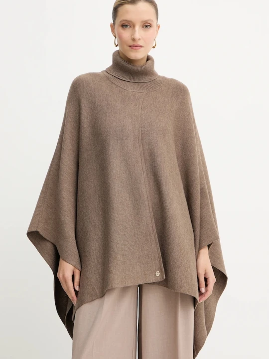 Zdjęcie produktu BOSS poncho z dodatkiem wełny Larenia_poncho brązowy
