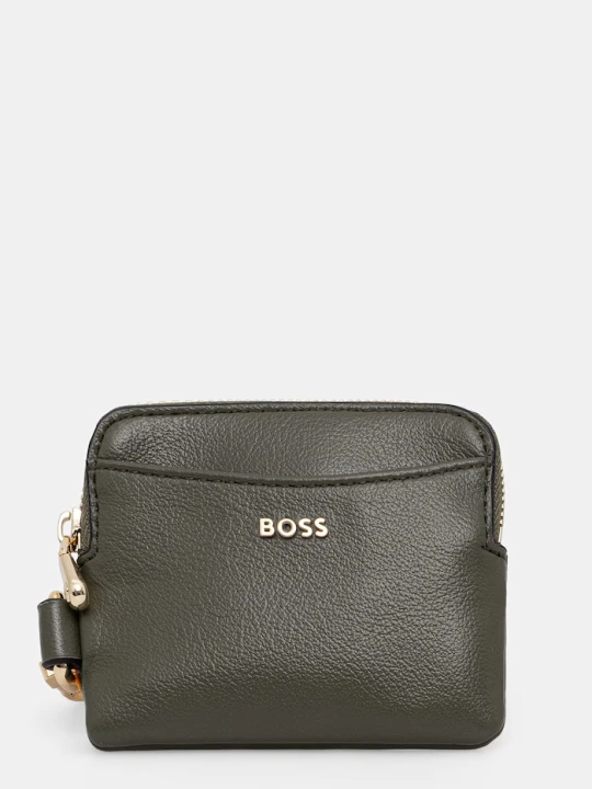 Zdjęcie produktu BOSS portfel damski z imitacji skóry Sandy Zip Cardholder zielony