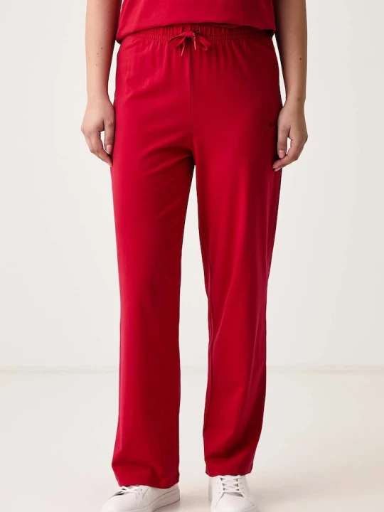 Zdjęcie produktu BOSS spodnie dresowe damskie bawełniane z elastanem CI Pants czerwony