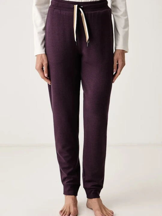 Zdjęcie produktu BOSS spodnie lounge damskie CP Stripe Pants Cuff fioletowy