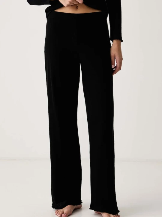 Zdjęcie produktu BOSS spodnie piżamowe damskie z bawełną Cosy Waffle Pants czarny
