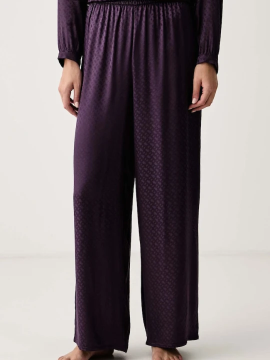 Zdjęcie produktu BOSS spodnie piżamowe damskie z wiskozy B Monogram_Pants TW fioletowy