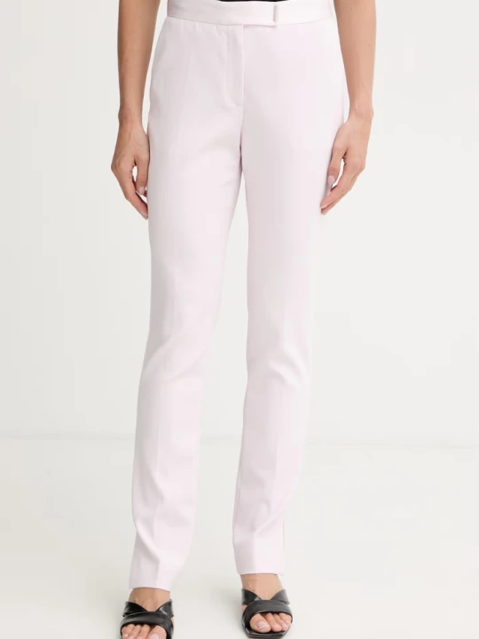 Zdjęcie produktu BOSS spodnie slim fit damskie z wiskozą Tapria2 różowy