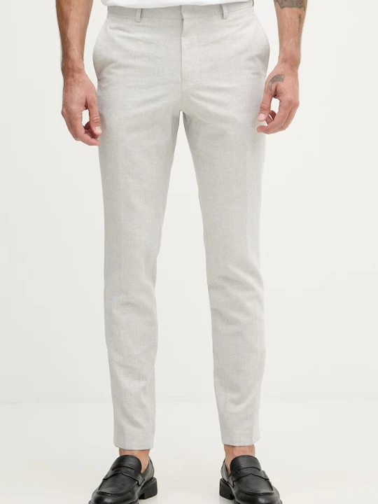 Zdjęcie produktu BOSS spodnie slim fit męskie z dodatkiem lnu Genius szary