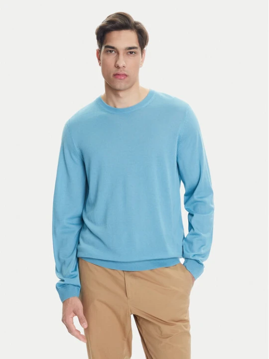 Zdjęcie produktu BOSS Sweter Leno-P 50468239 Błękitny Slim Fit Niebieski jasny