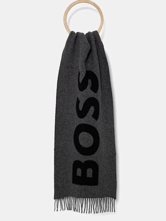 Zdjęcie produktu BOSS szalik męski z wełną Rikard_35*180 szary