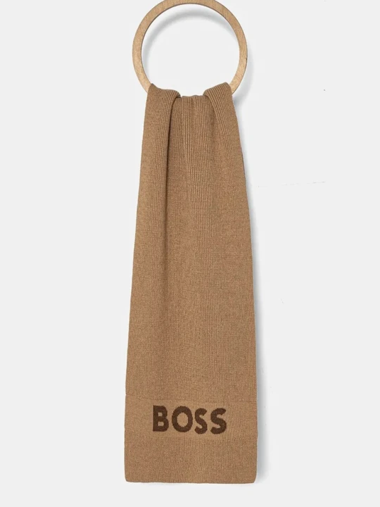 Zdjęcie produktu BOSS szalik z domieszką wełny beżowy