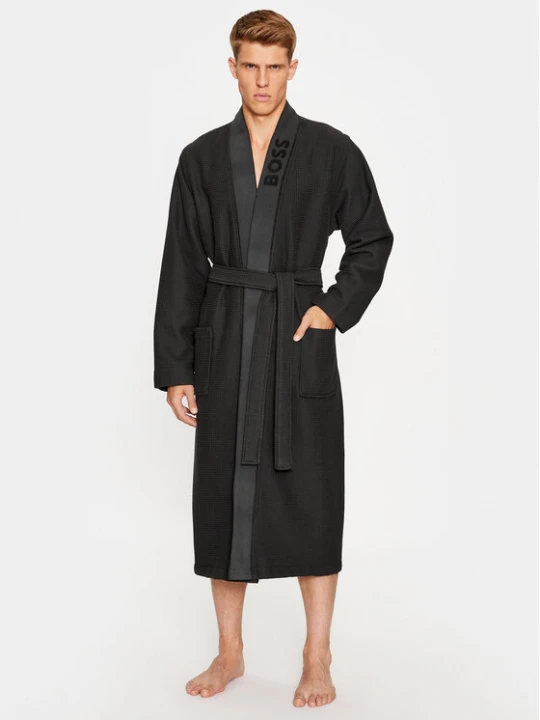Zdjęcie produktu Boss Szlafrok Waffle Kimono 50469787 Czarny