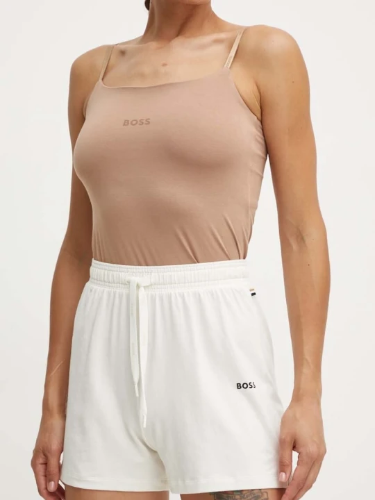 Zdjęcie produktu BOSS szorty dresowe damskie bawełniane z elastanem CI_Shorts CW beżowy