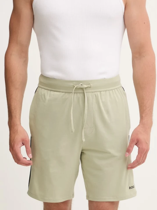 Zdjęcie produktu BOSS szorty piżamowe męskie bawełniane z elastanem Unique Shorts zielony