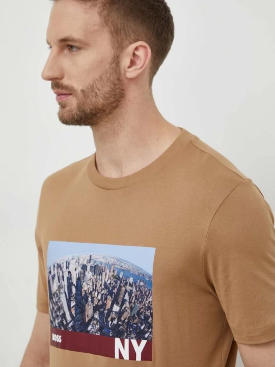 Zdjęcie produktu BOSS t-shirt bawełniany beżowy