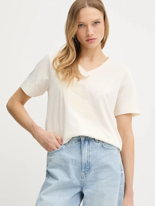 Zdjęcie produktu BOSS t-shirt bawełniany Elvhi beżowy
