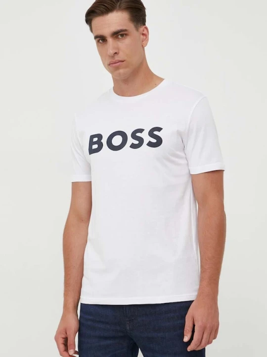 Zdjęcie produktu BOSS t-shirt bawełniany Thinking 1 beżowy