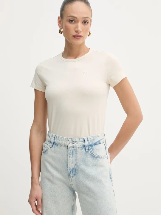 Zdjęcie produktu BOSS t-shirt damski bawełniany beżowy