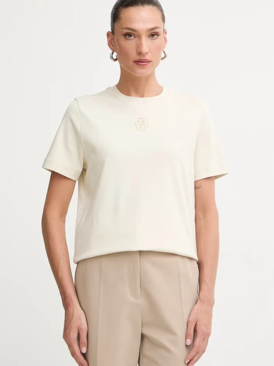 Zdjęcie produktu BOSS T-shirt damski bawełniany Ecosa3 beżowy