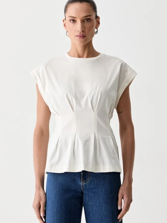 Zdjęcie produktu BOSS T-shirt damski bawełniany Evinata beżowy