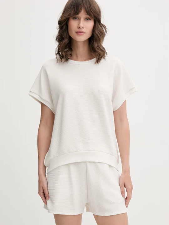 Zdjęcie produktu BOSS T-shirt lounge damski z lyocellem BB TEXTURE_Top beżowy