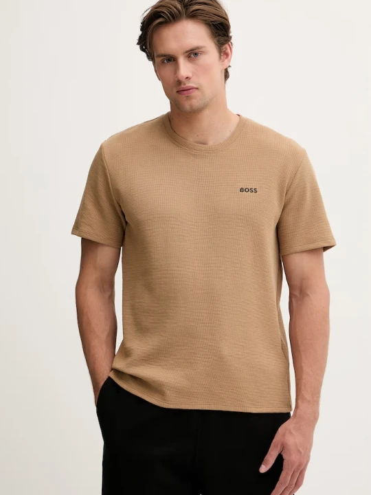 Zdjęcie produktu BOSS T-shirt lounge męski Waffle T-Shirt brązowy