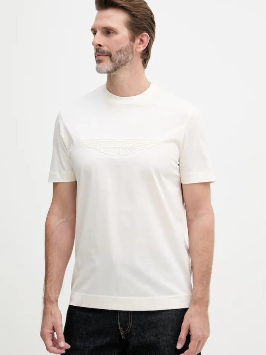 Zdjęcie produktu BOSS t-shirt męski bawełniany BOSS X ASTON MARTIN beżowy