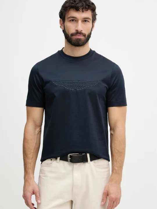 Zdjęcie produktu BOSS t-shirt męski bawełniany BOSS X ASTON MARTIN granatowy