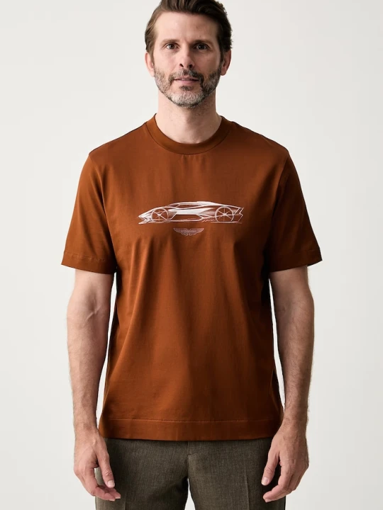 Zdjęcie produktu BOSS T-shirt męski bawełniany x Aston Martin brązowy