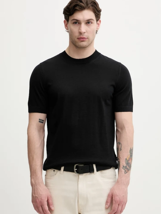 Zdjęcie produktu BOSS T-shirt męski wełniany H-Umauro czarny