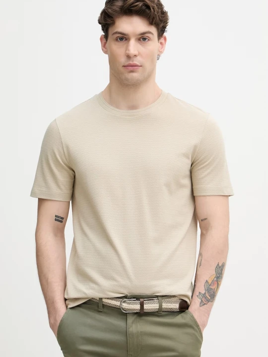 Zdjęcie produktu BOSS T-shirt męski z bawełną Tiburt 240 beżowy