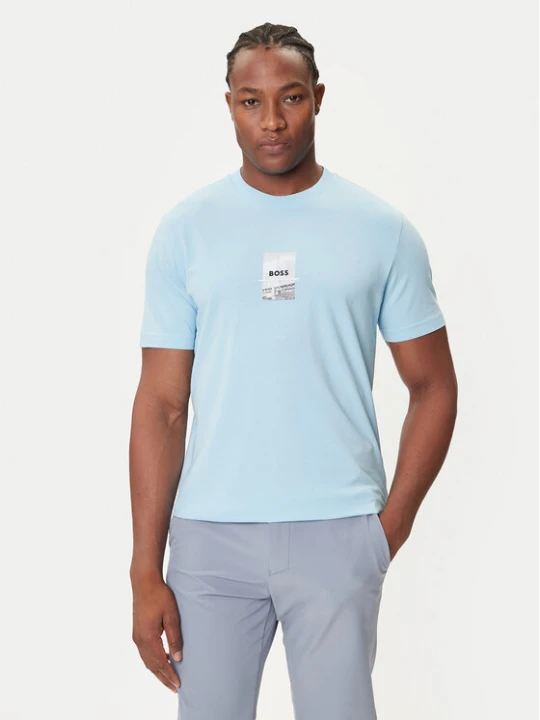 Zdjęcie produktu BOSS T-Shirt Photoprint 50545869 Błękitny Relaxed Fit Niebieski jasny