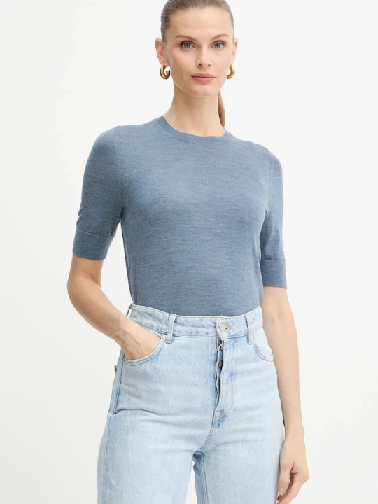 Zdjęcie produktu BOSS T-shirt swetrowy damski wełniany Farbella niebieski