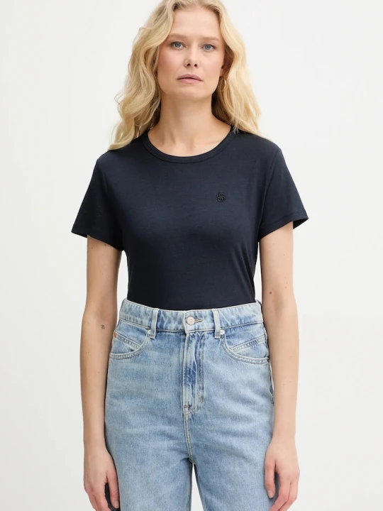 Zdjęcie produktu BOSS t-shirt z domieszką jedwabiu Eventsa9 granatowy