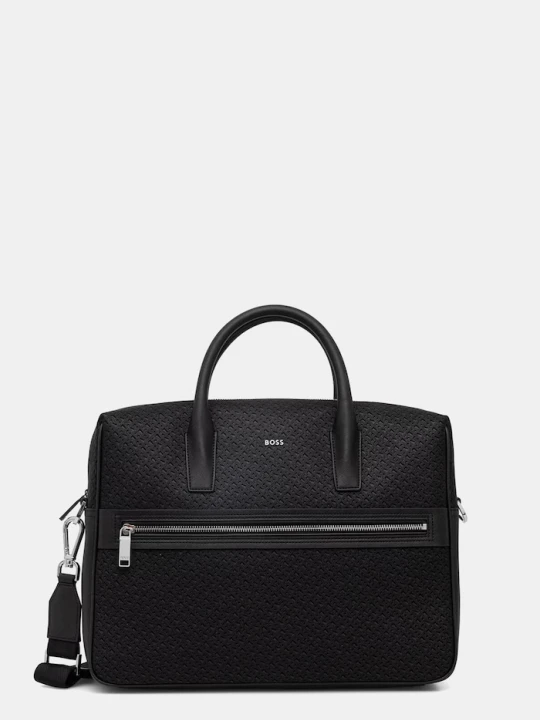 Zdjęcie produktu BOSS torba na laptopa męska skórzana czarny