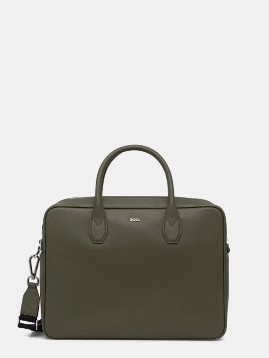 Zdjęcie produktu BOSS torba na laptopa męska skórzana Northon_Doc. Case zielony
